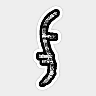 Heroes Names Helix INVERTED Sticker